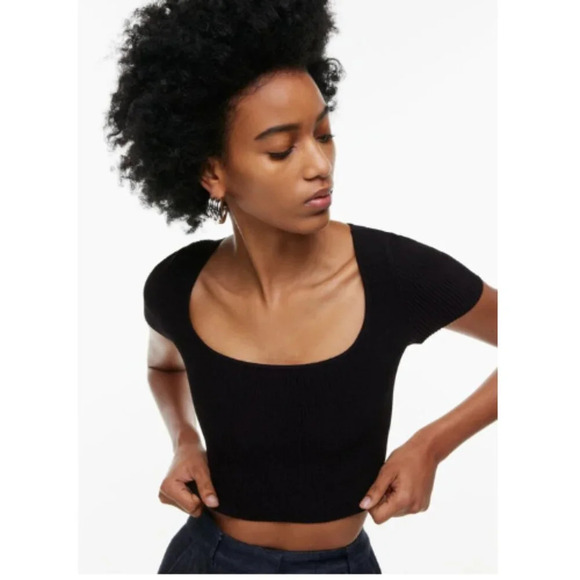 New! Babaton Aritzia Scuplt Knit Square Neck Top 21012 - Picture 1 of 8